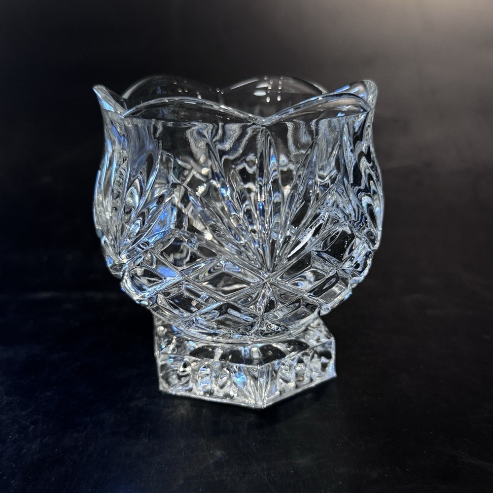 Noritake Retired Hampton‎ Hall Crystal Votive Pedestal Candle Holder Starburst